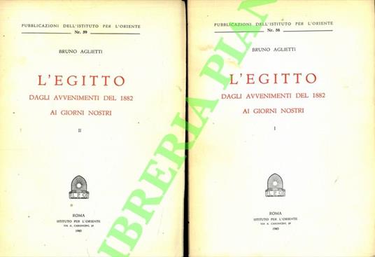 L' Egitto dagli avvenimenti del 1882 ai giorni nostri - copertina