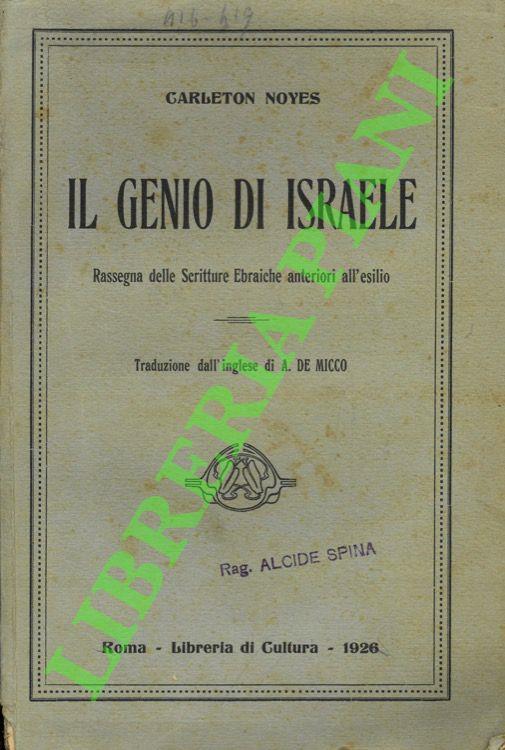 Il genio di Israele. Rassegna delle scritture ebraiche anteriori all'esilio - copertina