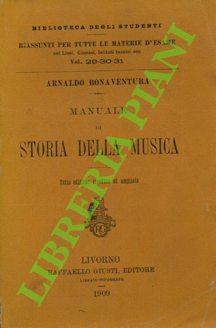 Manuale di storia della musica - Arnaldo Bonaventura - copertina