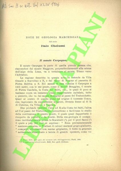 Note di geologia marchigiana - copertina