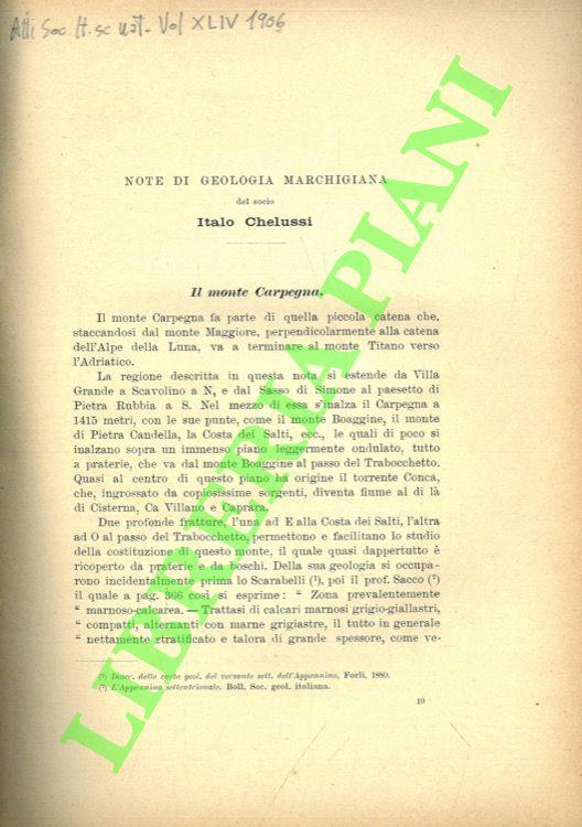 Note di geologia marchigiana - copertina