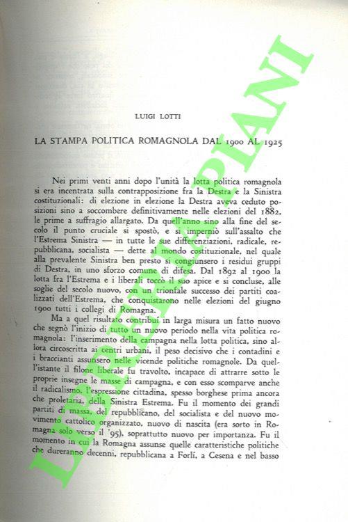 La stampa politica romagnola dal 1900 al 1925 - Luigi Lotti - copertina