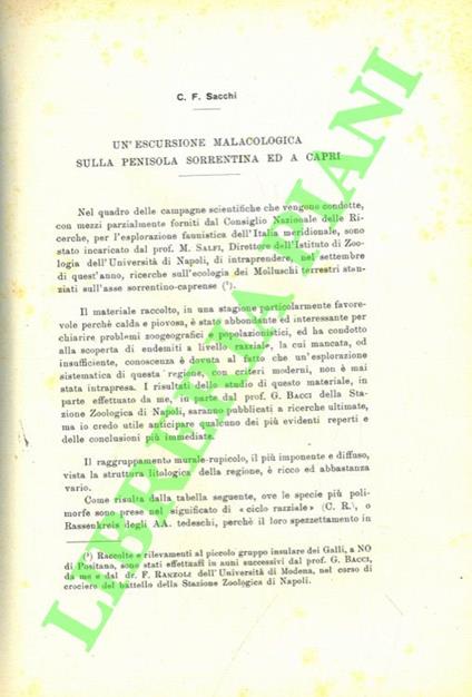 Un'escursione malacologica sulla penisola sorrentina ed a Capri - copertina