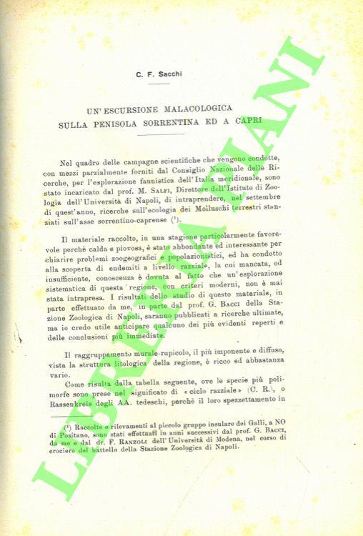 Un'escursione malacologica sulla penisola sorrentina ed a Capri - copertina