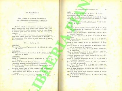VIII contributo alla conoscenza dei miriapodi cavernicoli italiani - Paola Manfredi - copertina
