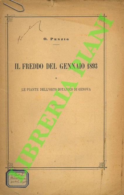 il freddo del Gennaio 1893 e le piante dell'orto botanico di Genova - copertina