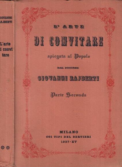 L'arte di convitare Parte seconda - Giovanni Rajberti - copertina