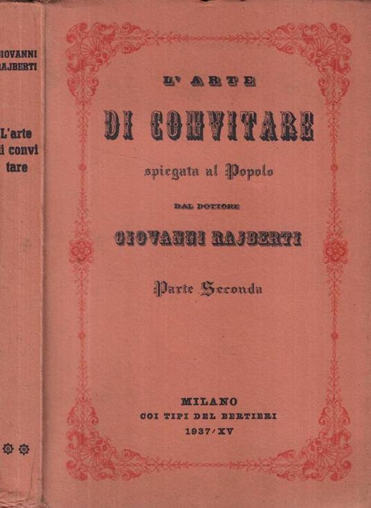 L'arte di convitare Parte seconda - Giovanni Rajberti - copertina