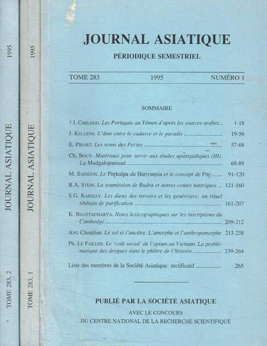 Journal asiatique. Périodique semestriel 1995 - copertina