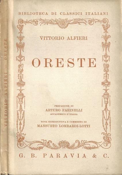 Oreste - Vittorio Alfieri - copertina