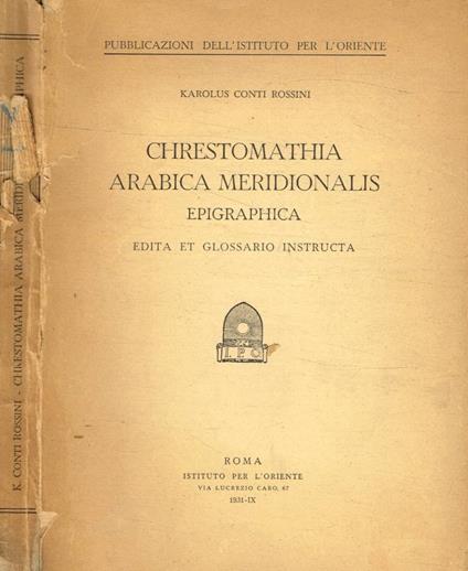 Chrestomathia arabica meridionalis epigraphica - copertina