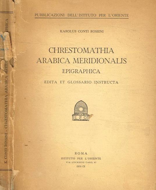 Chrestomathia arabica meridionalis epigraphica - copertina