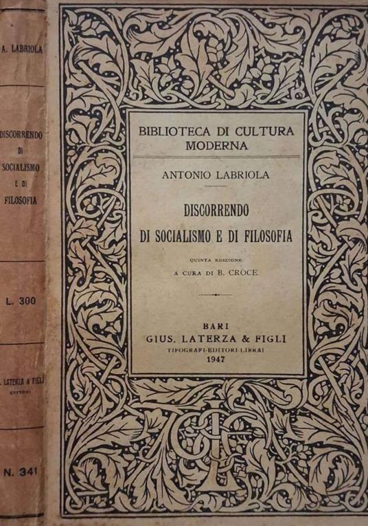 Discorrendo di Socialismo e di filosofia - Antonio Labriola - copertina