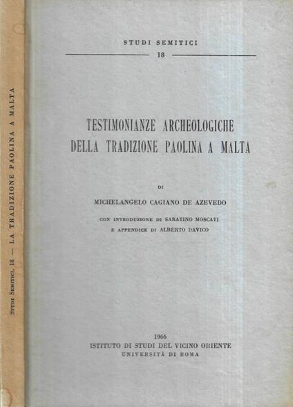 Testimonianze archeologiche della tradizione paolina a Malta - Michelangelo Cagiano de Azevedo - copertina