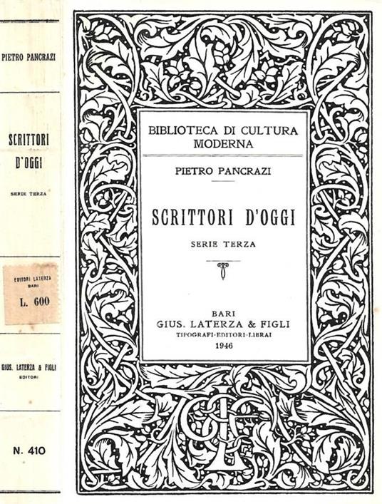 Scrittori d'oggi. Serie terza - Pietro Pancrazi - copertina