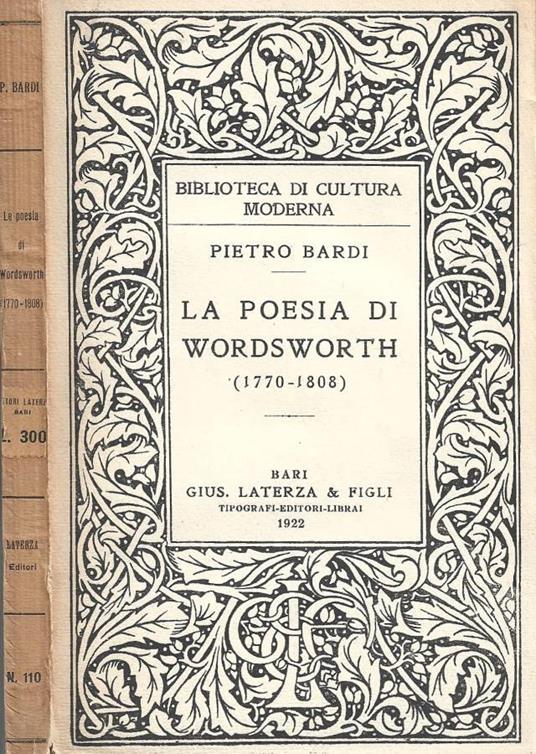 La poesia di Wordsworth - copertina