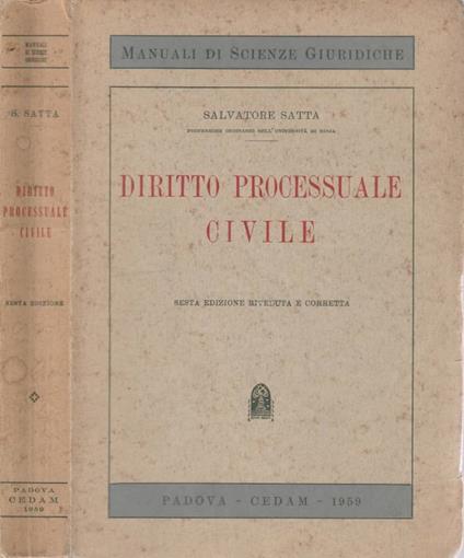 Diritto processuale civile - Salvatore Satta - copertina