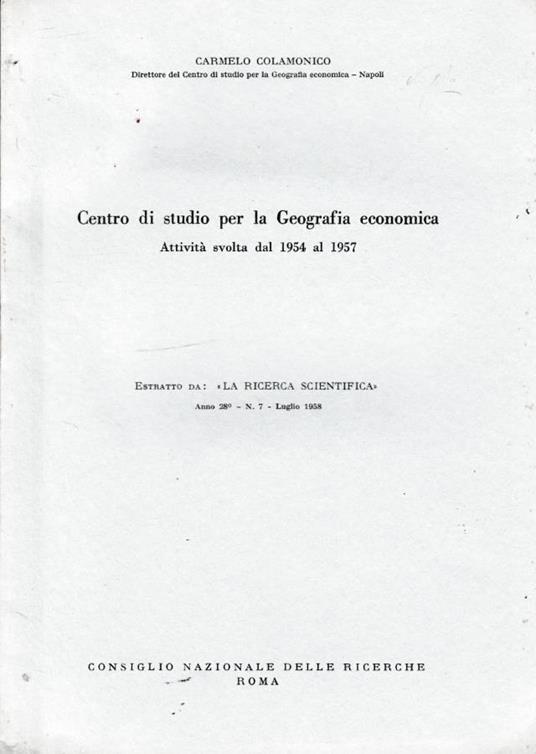 Centro di studio per la Geografia economica - Carmelo Colamonico - copertina