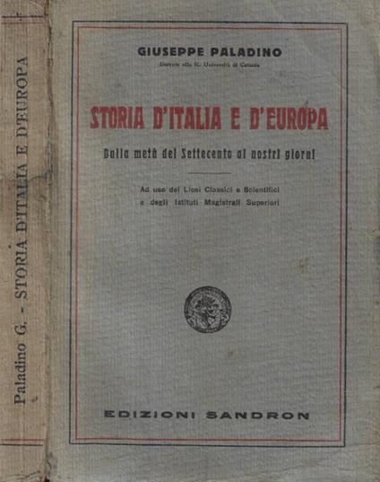 Storia d'Italia e d'Europa - Giuseppe Paladino - copertina
