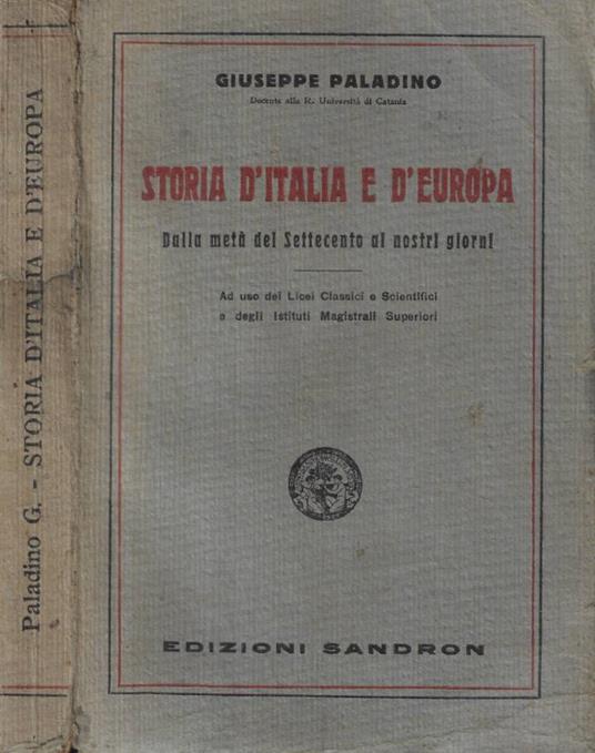 Storia d'Italia e d'Europa - Giuseppe Paladino - copertina