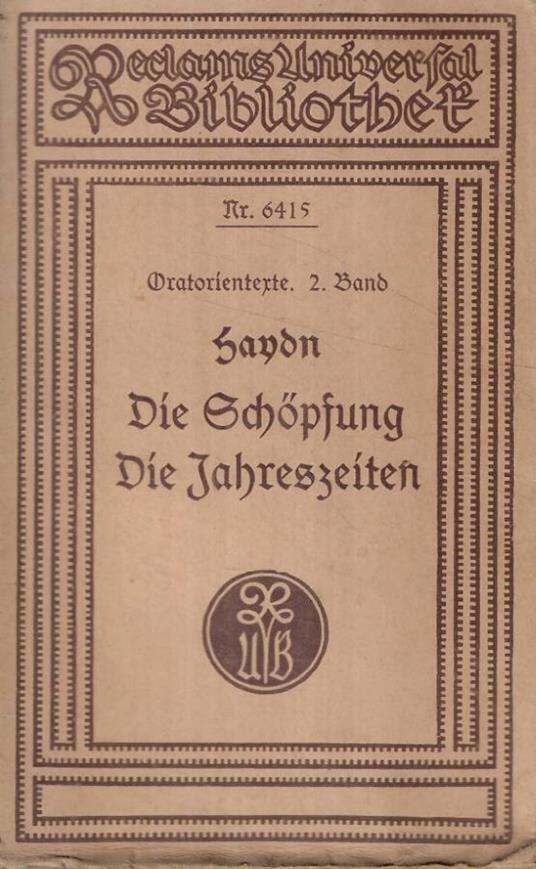 Die Schopfung Die Jahreszeiten - copertina