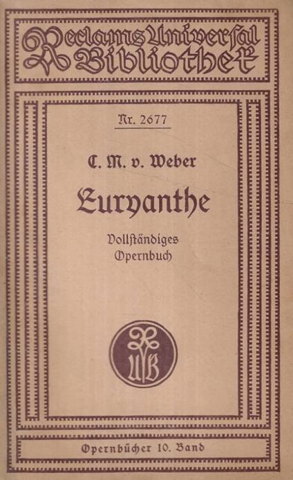 Euryanthe - Carl Maria von Weber - copertina