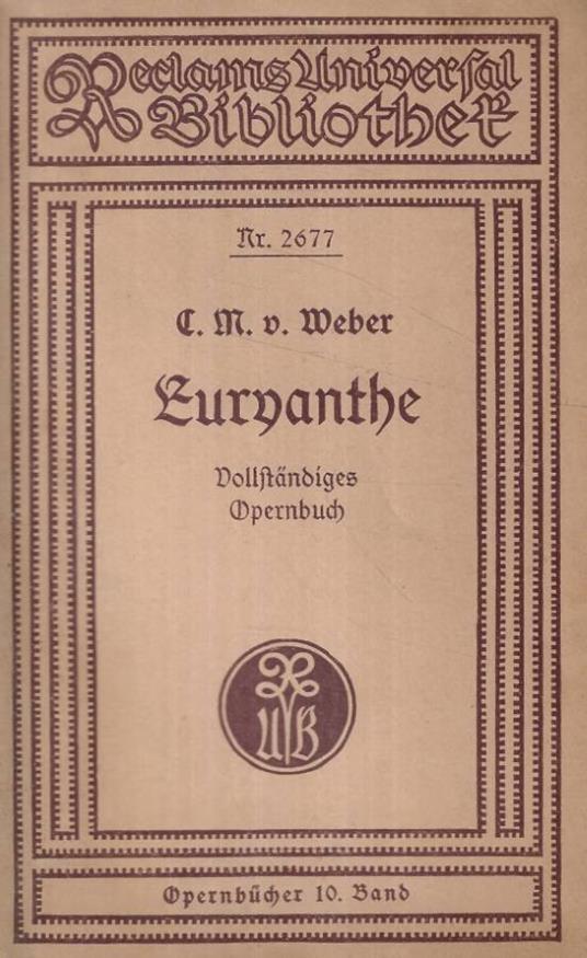 Euryanthe - Carl Maria von Weber - copertina
