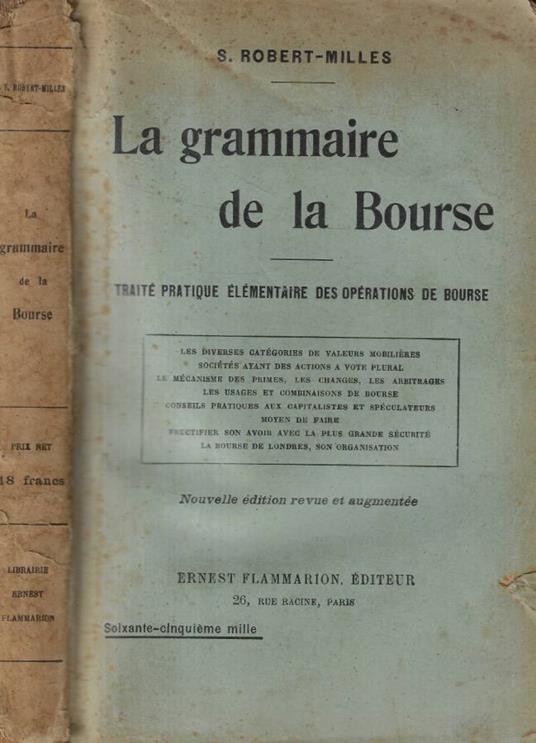 La grammaire de la Bourse - copertina