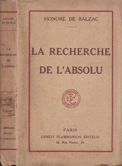 La recherche de l'absolou - Honoré de Balzac - copertina