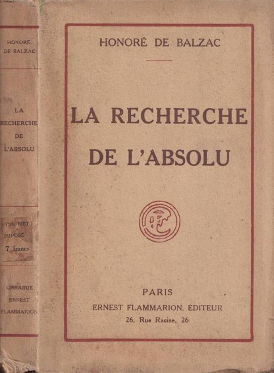 La recherche de l'absolou - Honoré de Balzac - copertina