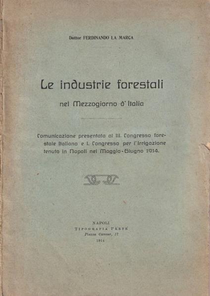Le industrie forestali nel Mezzogiorno d'Italia - copertina