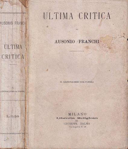 Ultima critica, vol. II - Ausonio Franchi - copertina