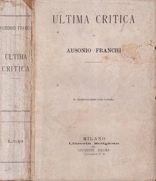 Ultima critica, vol. II - Ausonio Franchi - copertina