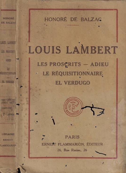 Louis Lambert - Honoré de Balzac - copertina