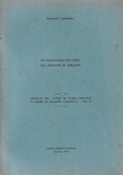 Un inventario dei beni del Principe di Taranto - copertina