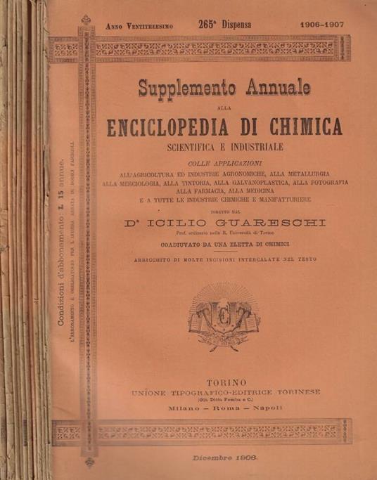 Supplemento annuale alla Enciclopedia di chimica scientifica - copertina