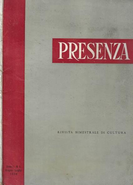 Presenza n. 1 Anno 1958 - copertina
