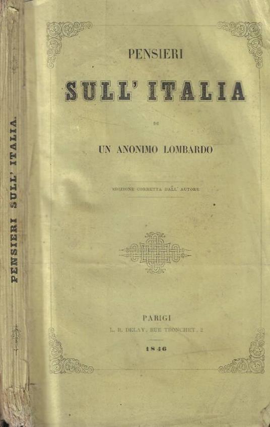 Pensieri sull'Italia - Anonimo lombardo - copertina