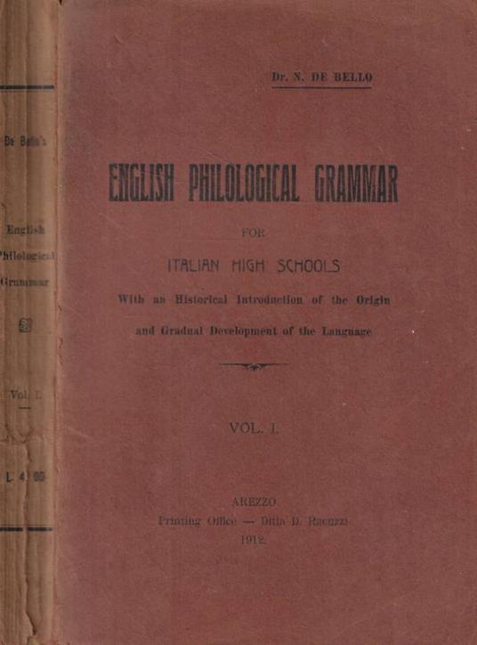 English Philological Grammar for italian high schools Vol. I - copertina