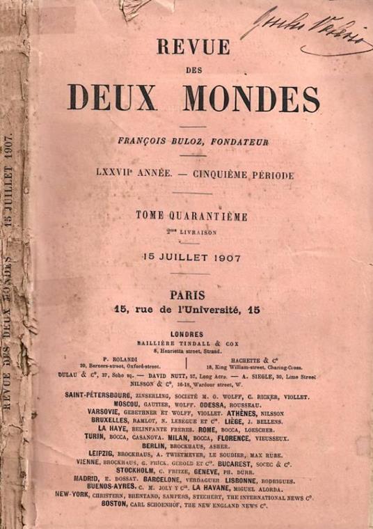 Revue des deux mondes. LXXVII Annèe - Cinquieme periode. Tom - copertina