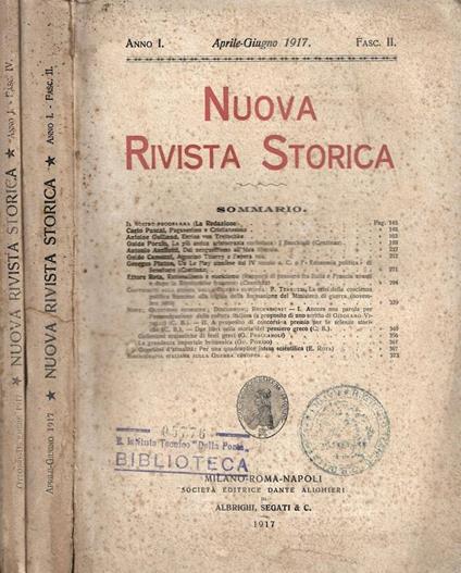 Nuova Rivista Storica. Anno I. Aprile-Giugno 1917, Fasc. II - copertina
