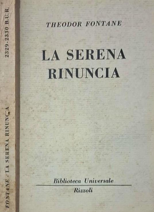 La serena rinuncia - Theodor Fontane - copertina