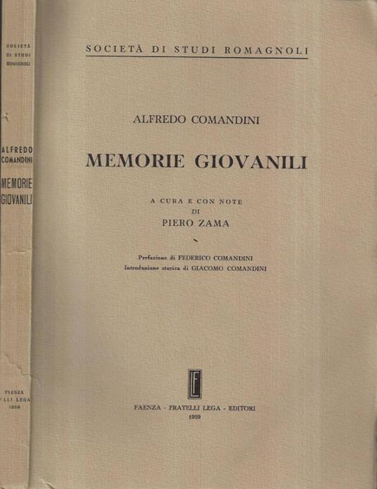 Memorie giovanili - copertina