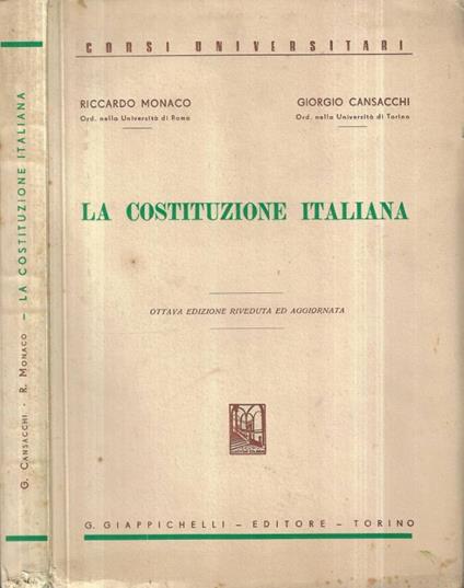 La Costituzione italiana - Riccardo Monaco - copertina