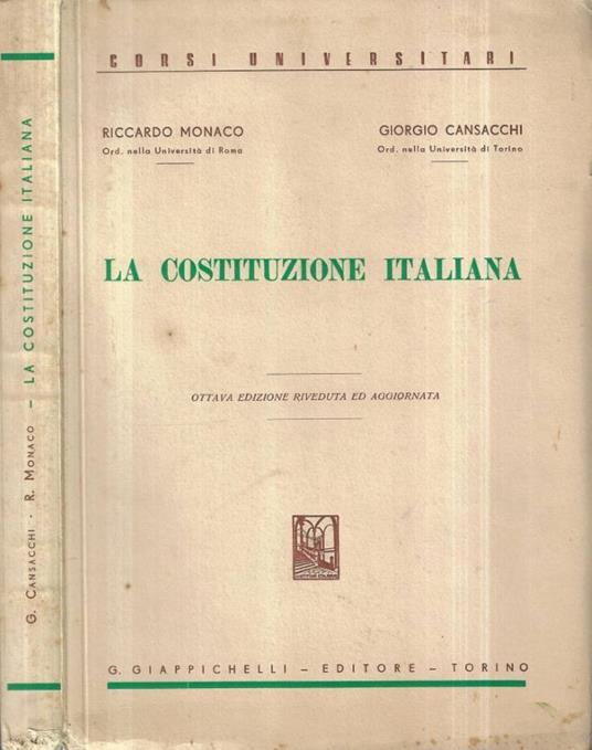 La Costituzione italiana - Riccardo Monaco - copertina