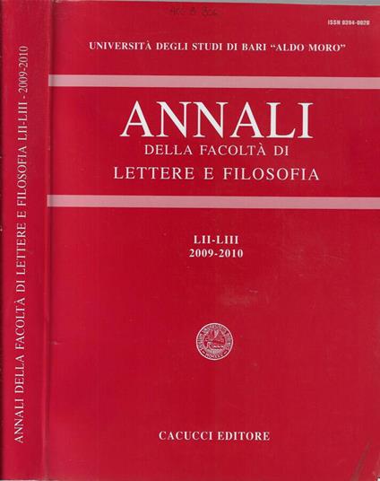 Università degli Studi di Bari annali della Facoltà di Lette - copertina
