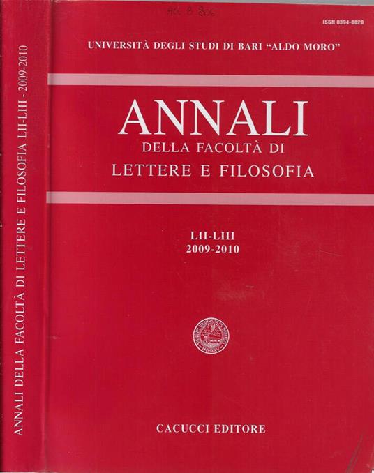 Università degli Studi di Bari annali della Facoltà di Lette - copertina