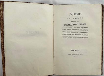 Poesie In Morte Del Signor Conte Dal Verme - copertina