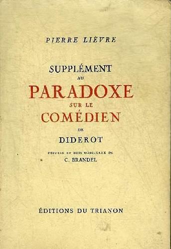 Suppl�ment au paradoxe sur le comedien de Diderot - copertina