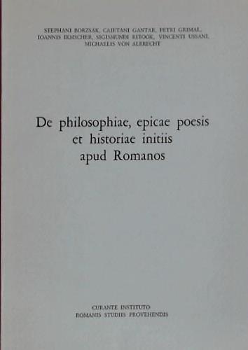 De philosophia, epicae poesis et historiae initiis apud Romanos - copertina